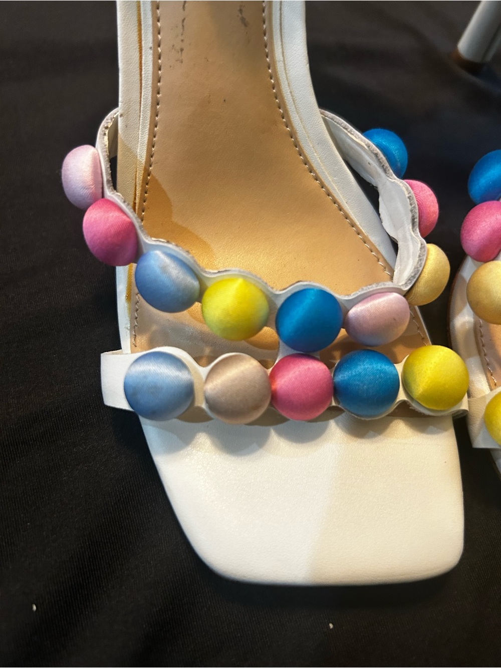 Gianni Bini Jess Southern Phoebe Pastel Rainbow Barbiecore Bead Sandal Heel 7 - Picture 4 of 7